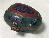 Oriental Cloisonne Hinged Lid Jar