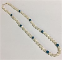 14k Gold, Turquoise & Pearl Necklace