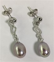 Pair Of Sterling Silver And Pearl Earrings