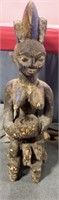 37” Wood African Goddess Statue