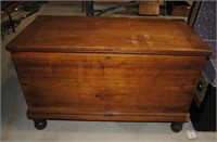 early dovetailed blanket box with till on bun feet