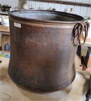 earlycopper dovetailed kettle w/handforged handles