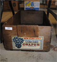 new york state concord grape wooden adv box