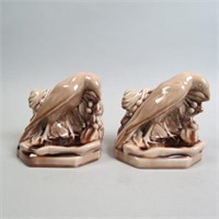 Pair of Rookwood Art Pottery Rook Bookends,