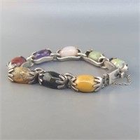 Mexican Sterling & Gemstone Designer Bracelet,