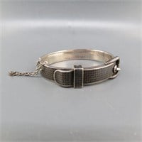 Victorian Sterling Silver Niello Bangle Bracelet,