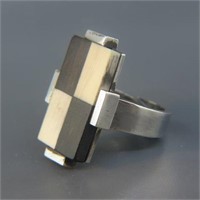Sterling Silver Art Moderne Designer Ring,