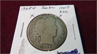 1908 (O) BARBER 1/2 DOLLAR 90%