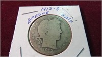 1912 S BARBER 1/2 DOLLAR 90%