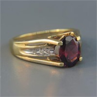 Garnet & Diamond Ring,