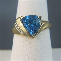 Blue Topaz & Diamond Ring,