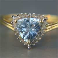 Blue Topaz & Diamond Ring,