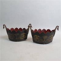 Pair of French Tole Painted Planters,