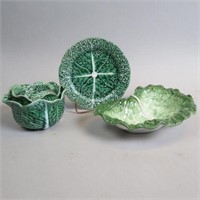24 pcs. Cabbage Leaf Majolica Pottery,