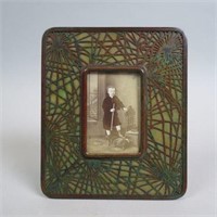 Tiffany Pine Needle Bronze & Art Glass Frame,