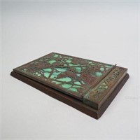 Tiffany Bronze & Glass Note Pad Holder,