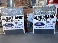 2 x Original Ford Mechanics Screen Print Signs