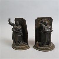 Pair of Austrian Bronze Bookends of Monk,