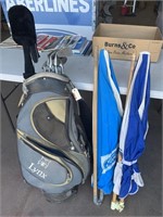 Set Golf Sticks and 2 x Ford Dealership Umbrellas