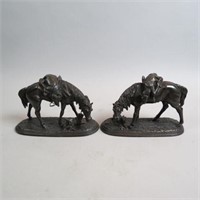 Pair of Bronzed Horse & Dog Statues or Bookends,