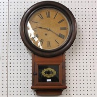 Victorian Mantle Clock, Carved Walnut,