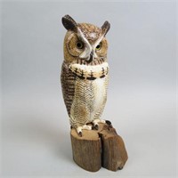 Warfield Carved Wooden Great Horned Owl,