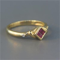 Ruby & Diamond 14K Gold Ring,