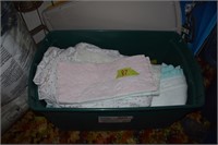 tub of baby blankets
