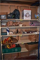 Wood shelf & contents