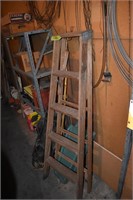 Splash shields, wood ladder, broom