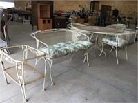 Wrought Iron Patio Table/4 Chairs/Bench/End Table