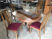 48 Inch Oak Harvest Table w/ 4 Chairs