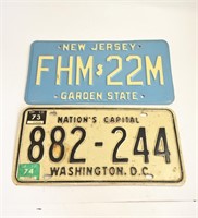 CAR LICENSE PLATES - NEW JERSEY & WASHINGTON D.C.
