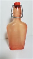 Vtg Glass Liquor Bottle Flask w/ Stopper - ITALY