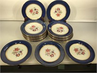 Set of 24 Crown Staffordshire 8.5 in plates, hand