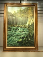 Delbert, painting on canvas, waterfall,