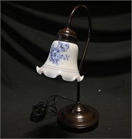 WHITE & BLUE FLORAL Glass Shade Lamp