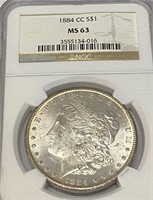 1884 Carson City MS 63 NGC Key Date Morgan Dollar