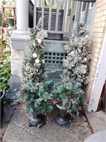 Outdoor Light Up Christmas Trees - 2 Sets of 2 -G