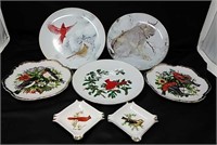 Bird/Animal Plates(5) + 2 Porcelain Ashtrays - 1