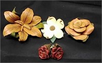 Leather Floral Brooches & Earrings (4) - 1