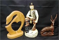 Ceramic Figurine & Wood Decor - 1