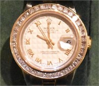 18kt Gold and Stainless Steel Diamond Rolex Watch