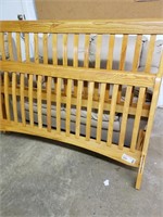 Wood sleigh bed with rails