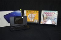 NINTENDO DS LITE IN BOX AND 2 GAMES IN CASES