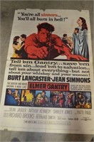 1960 MOVIE POSTER "ELMER GANTRY" & STAMPS &