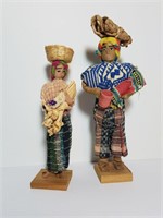 Pair of Vtg Handmade Guatemala Folk Art Dolls
