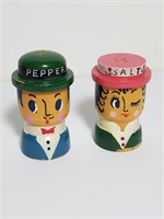 Painted Wood Couple Salt & Pepper Shaker Set