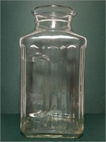 Vtg Glass Water Juice Ribbed Refrigerator Jar