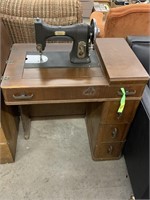WHITE SEWING MACHINE IN CABINET